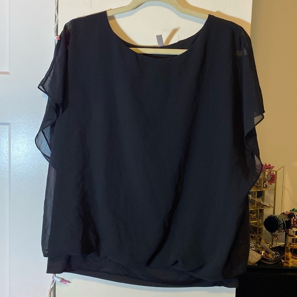 Tops - Black Flutter Sleeve Tank Blouse XL